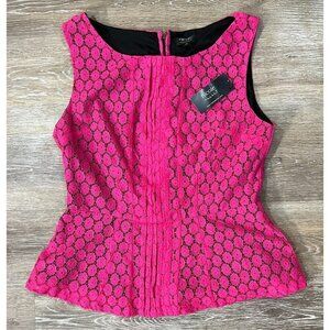 Nicole Miller Sz M Pink Lace Peplum Tank Top Sleeveless Blouse Womens NWT NEW